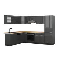 HÖRNKÖK R-Line, Antracit högblank/antracit, 287 x 227 cm utan bänkskiva - Antracit/Svart högglans, Träbaserade material (287/206.8/46cm) - Vicco