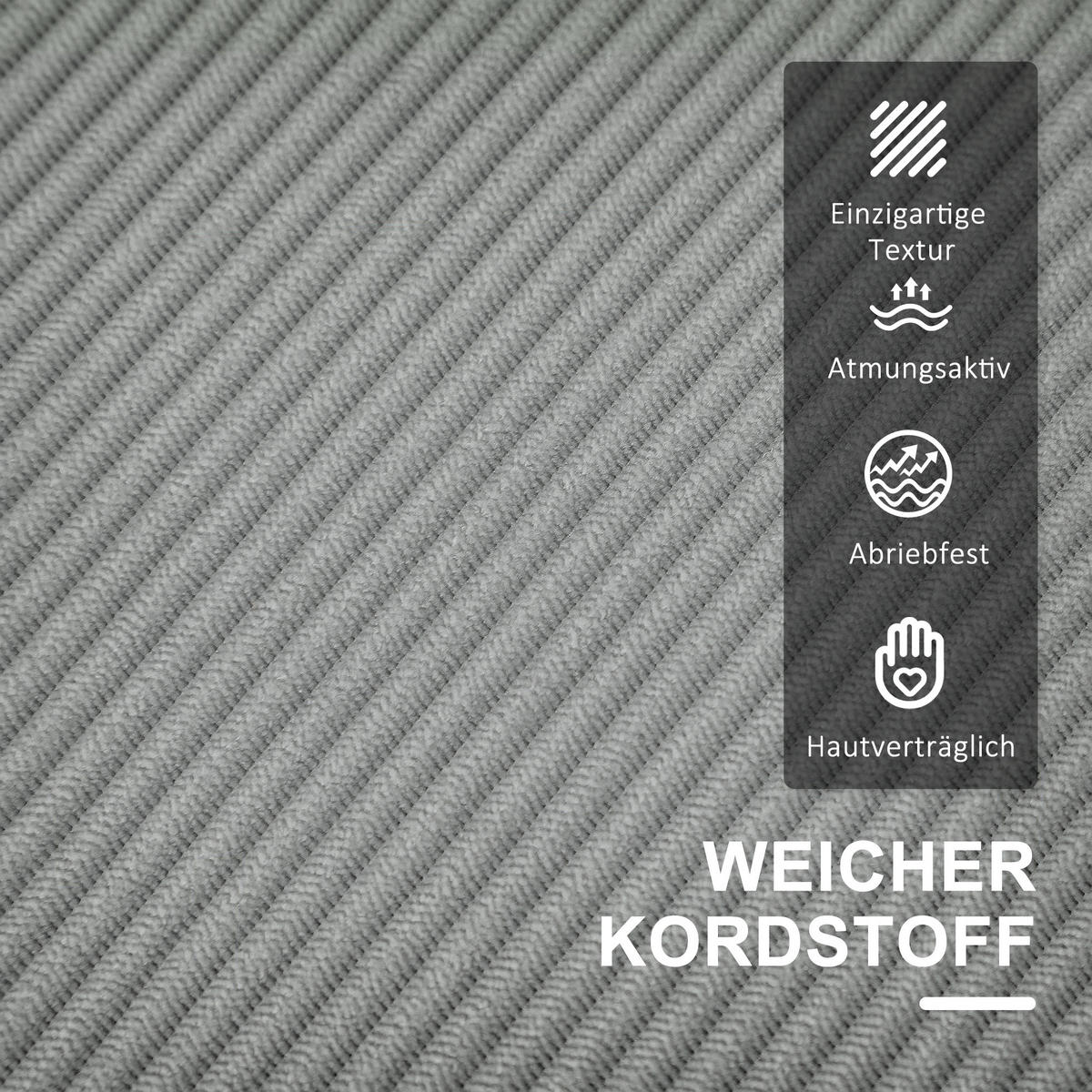SOFA 2 Sitzer klein Couch mit Armlehne, Stauraum für Wohnzimmer, Hellgrau - Hellgrau/Naturfarben, Holz/Textil (63/79/117cm) - HOMCOM