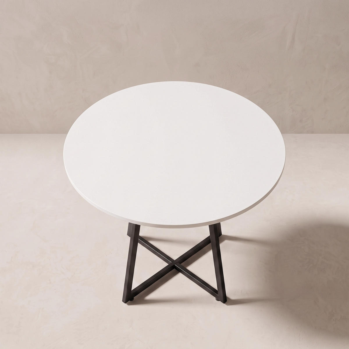 TISCH auf Kreuzfuß rund Weiß 80/80/72 cm - Weiß, Metall (80/80/72cm) - SCENA LIVING