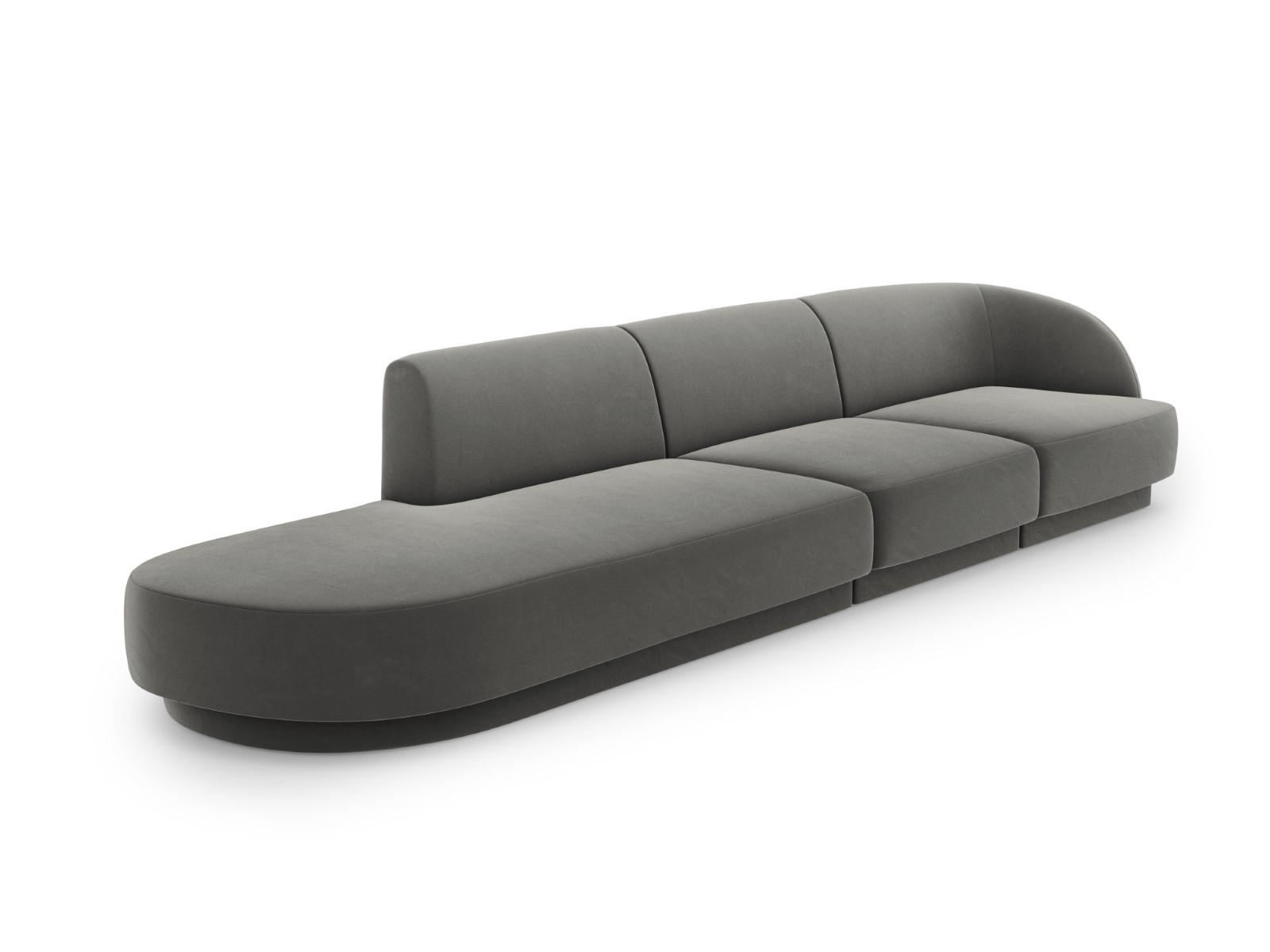 LINKES-SOFA Miley aus Samt hellgrau 4 Sitzplätze - Hellgrau, Textil (90/70/323cm) - Micadoni