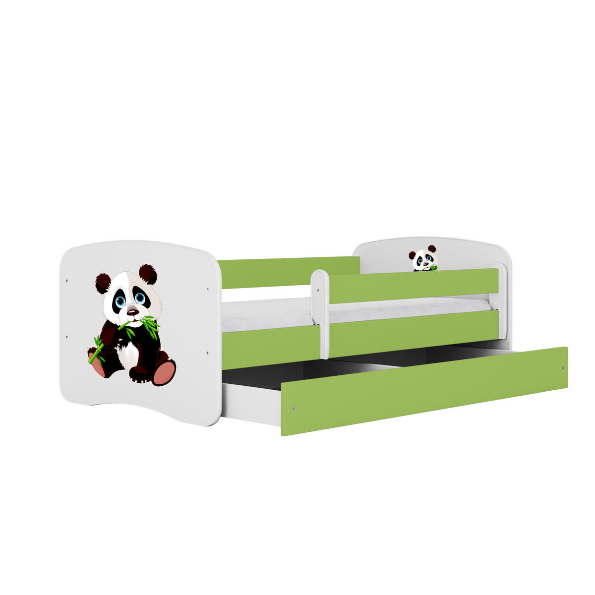 KINDERBETT Panda 2 mit Schublade und Matratze 160/80 - Grün, Holzwerkstoff (80/160cm) - RAUMHIRSCH FURNITURE