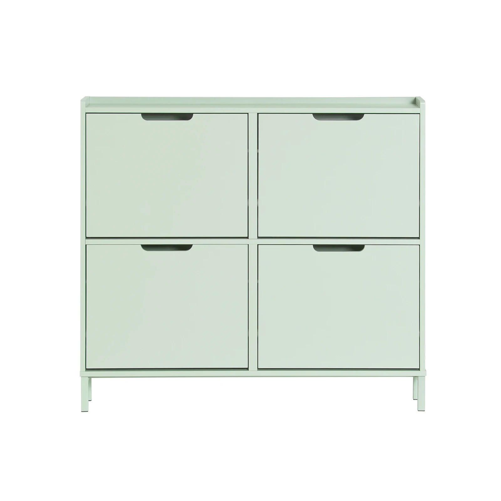 FSR100 Schuhkipper 4 Klappen Schuhschrank schmal Schuhkommode Schuhablage Hellgrün - Hellgrün, Holzwerkstoff/Metall (100/90/19cm)