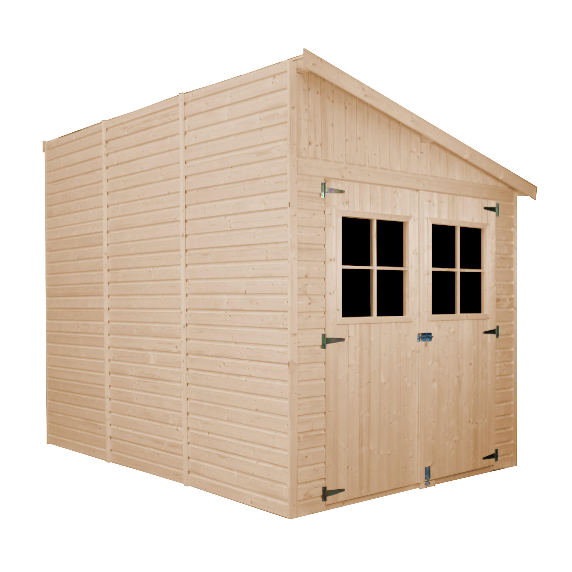 HOLZ-GARTHENHAUS (mit Seitenwand) MIT IMPRÄGNIERTEM BODEN -- H244x216x318 cm/6,2 m2 - M339A+M339G - Beige, Holz (218/251/297cm) - Timbela