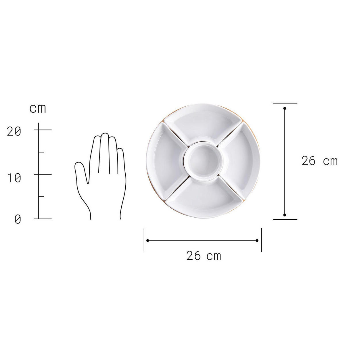 SNACKSCHALEN-SET 4er-Set/ 6-tlg. Appetizer - Weiß, Keramik (26/26/4.5cm) - Butlers