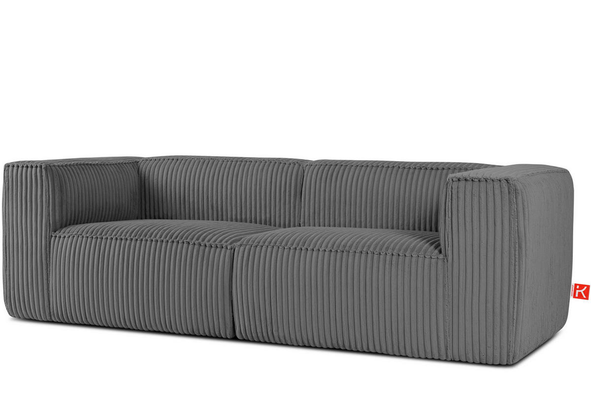 3-SITZER-SOFA FEROX Modern, Cord-Stoff, dunkelgrau - Dunkelgrau, Textil (246/73/96cm) - KONSIMO®