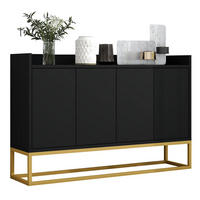 SIDEBOARD 120/30/80 cm schwarz aus Spanplatte mit 4 Türen - Schwarz, Holzwerkstoff (120/80/30cm) - OKWISH