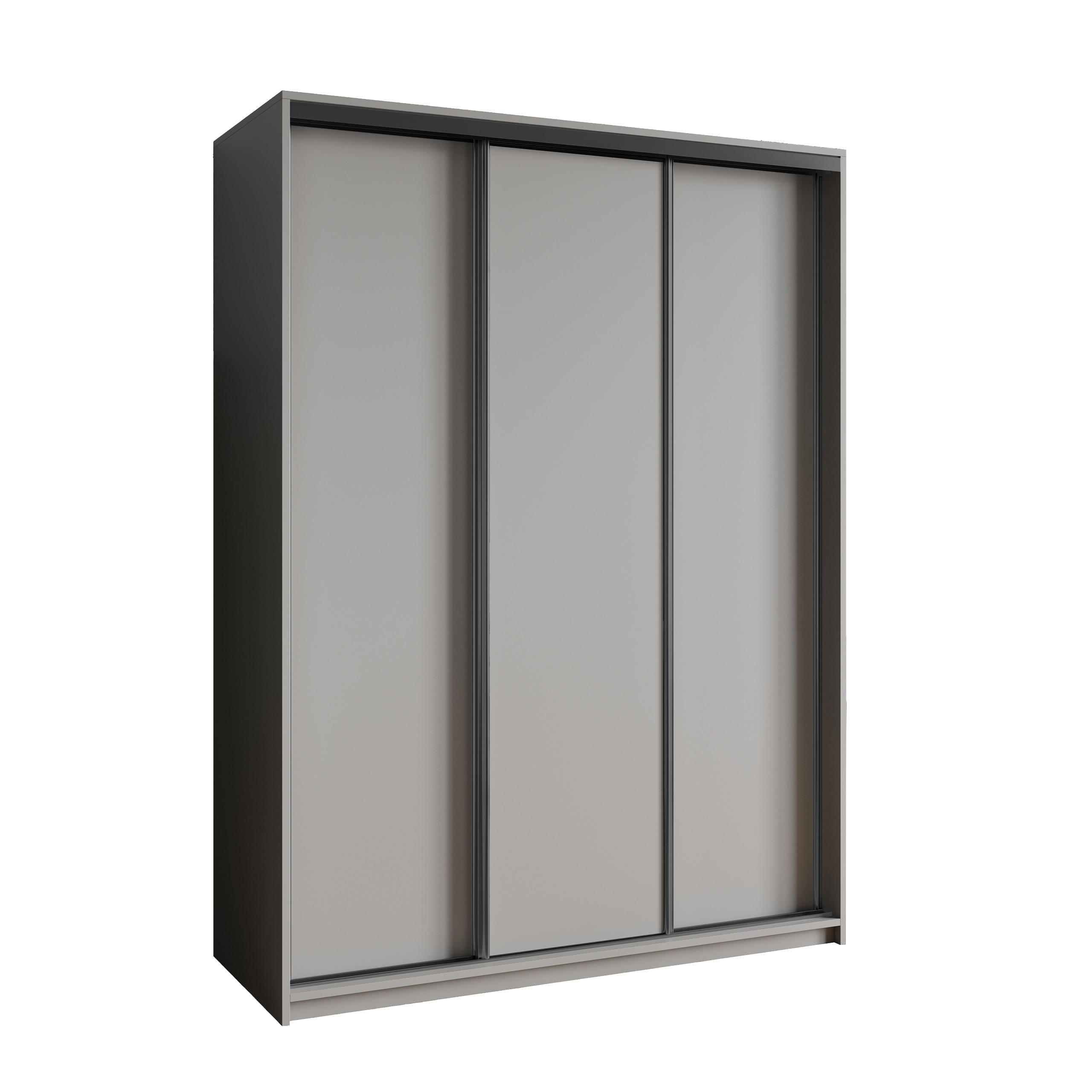 SCHWEBETÜRENSCHRANK NISSE 150/205/60 cm 3-türig Graphitfarben - Graphitfarben, Holzwerkstoff (150/205/60cm) - MASSENO