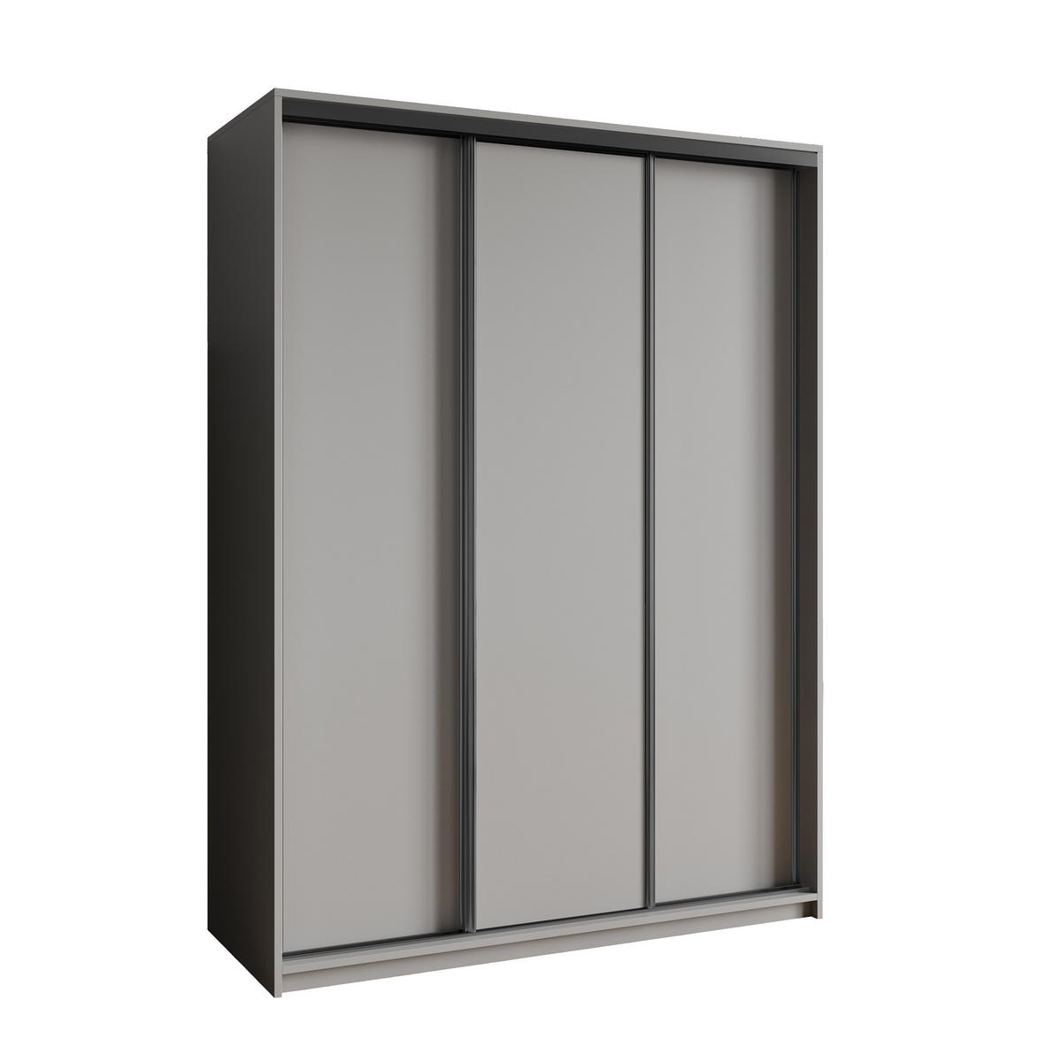 SCHWEBETÜRENSCHRANK NISSE 150/205/60 cm 3-türig Graphitfarben - Graphitfarben, Holzwerkstoff (150/205/60cm) - MASSENO