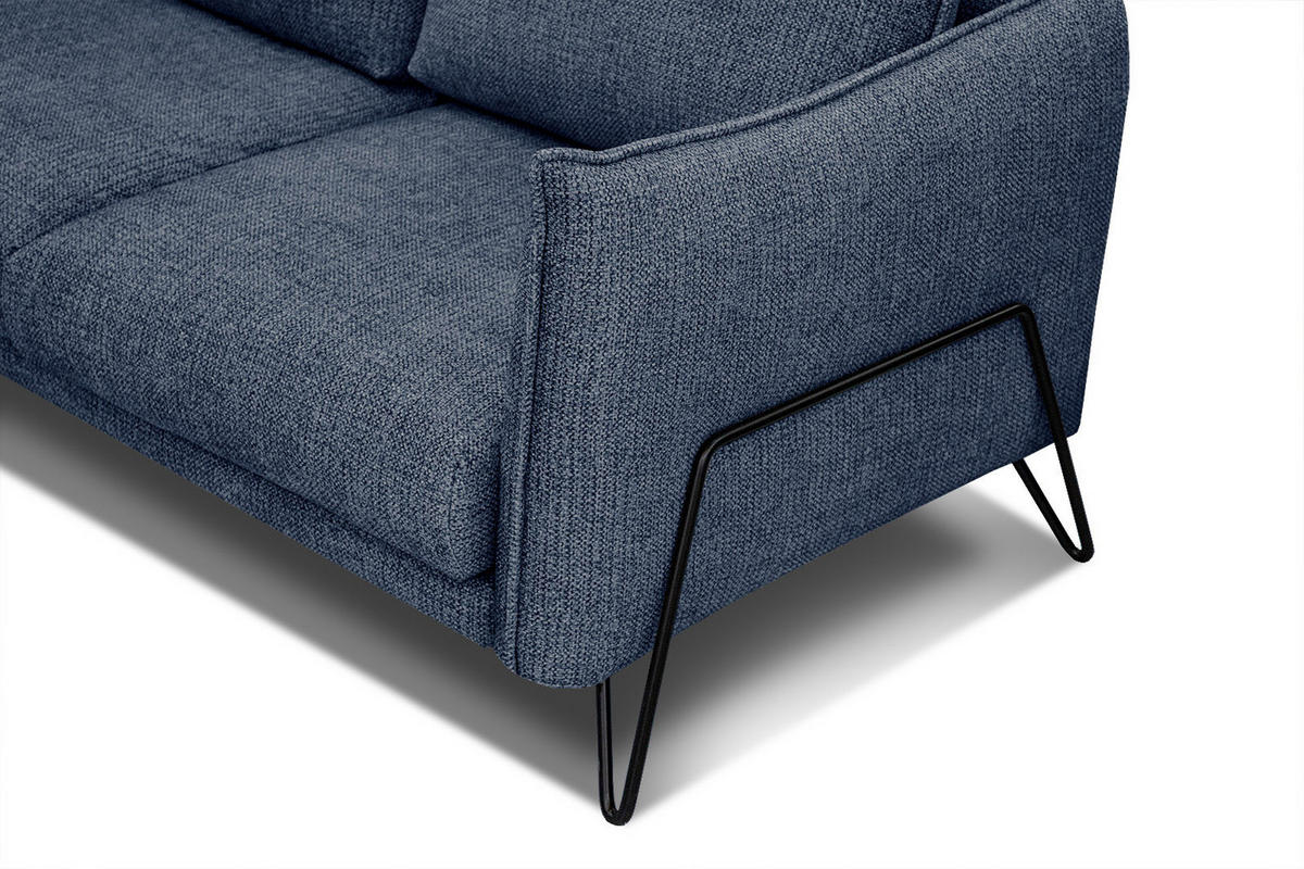 ECKSOFA HOSTEN 4-Sitzer, dunkelblau - Schwarz/Dunkelblau, Holzwerkstoff/Textil (269/158cm) - Courtois Laville