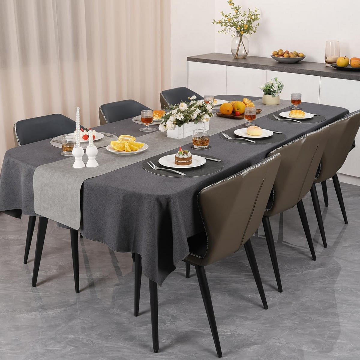 PLATZSETS (10-teiliges Set) – 33 cm – Grau - Dunkelgrau/Hellgrau, Leder (33/33cm)