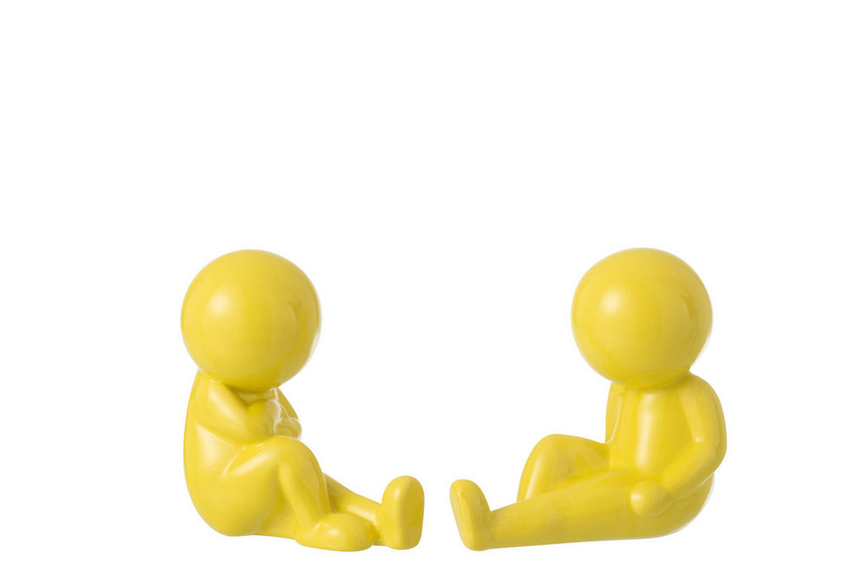BUCHSTÜTZE MARCEL (2ER SET) - Gelb, Keramik (11/17/17.5cm) - J-Line