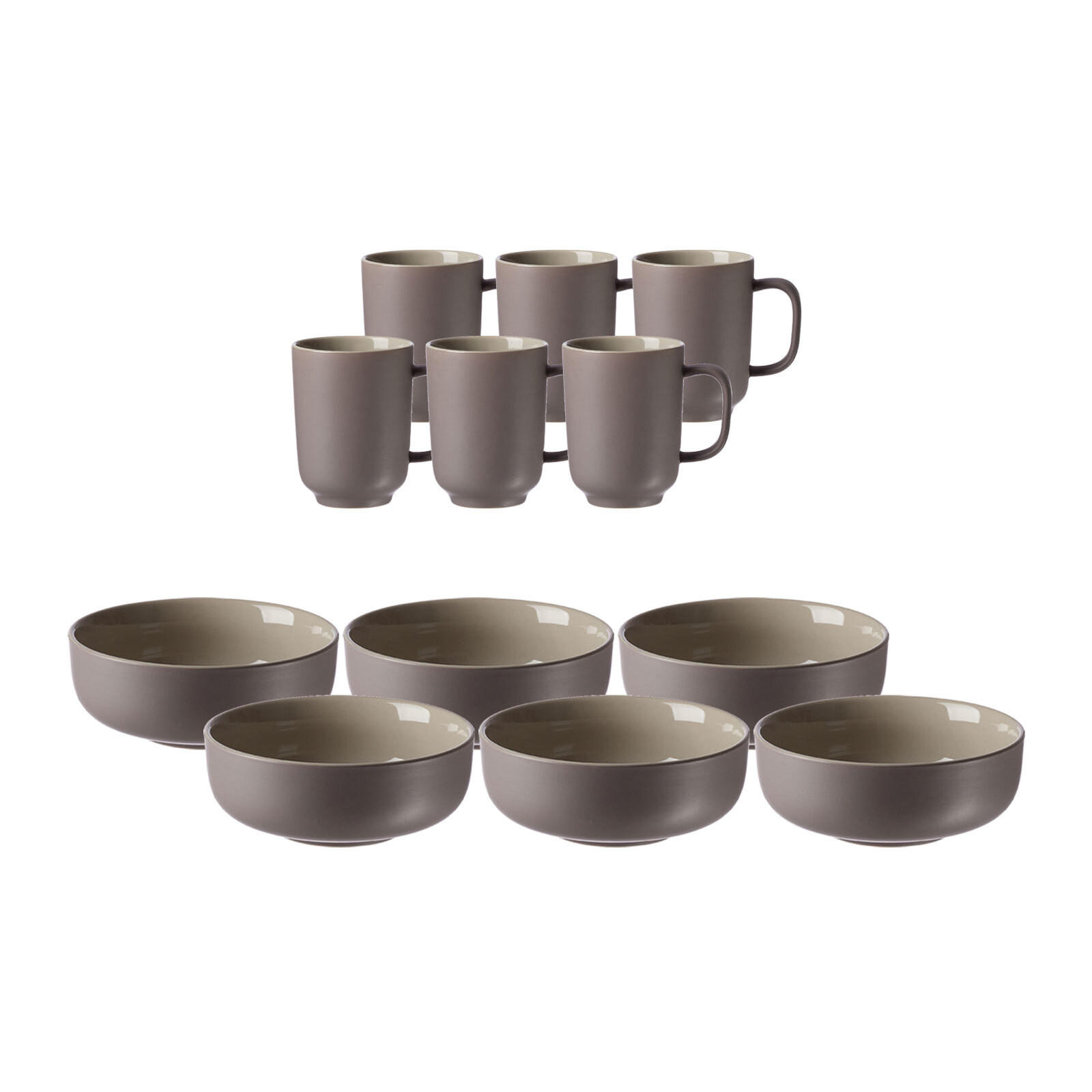 BRUNCHSET Jasper taupe 12er Set - Taupe, Keramik (1/1/1cm) - Ritzenhoff Breker