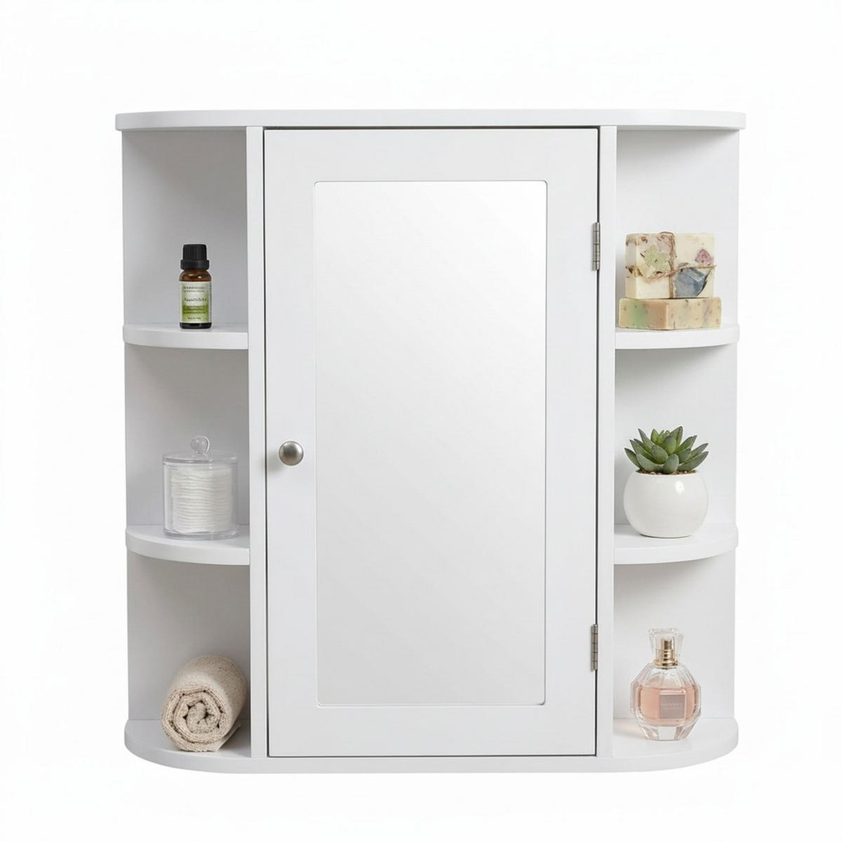 SPIEGELSCHRANK - Weiß, Glas/Holzwerkstoff (61/58/18cm) - Relaxdays