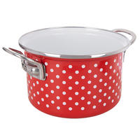 EMAILLIERTOPF Tecka mit weißen Punkten rot - Rot, Metall (18cm) - Orion 