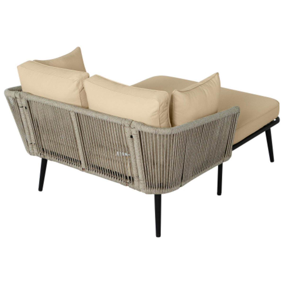 GARTENLIEGE 130x120x67 cm aus Stahl und Polyester mit handgeflochtenen Details, Sandfarben - Sandfarben, Textil (120/67/130cm) - Luhomfu