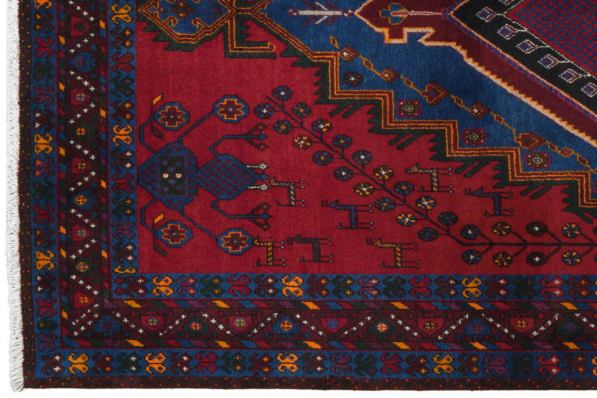 TEPPICH Afshar Rot 236/151 cm Schurwolle - Rot, Textil (151/236cm) - Looma