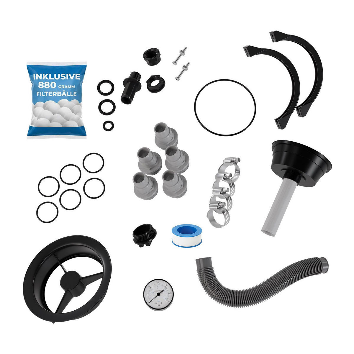 SANDFILTERANLAGE 400W inkl. Filter & Timer - Schwarz, Kunststoff (39/48/56cm) - Juskys
