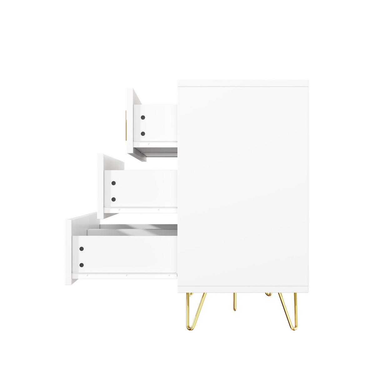 SIDEBOARD 120/77/40 cm in Weiß/Gold mit 6 Schubladen - Weiß, Holzwerkstoff (120/77/40cm) - Flora Grace
