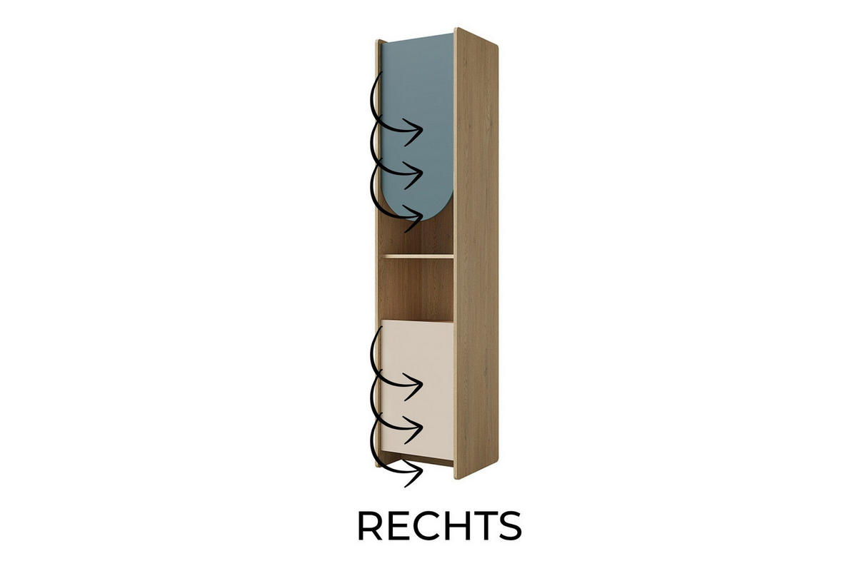 KINDERREGAL LEXO 05 43/198/40 cm in Eiche Cremona/Macadamia/Meeresblau (rechts) - Blau/Eichefarben, Holzwerkstoff (43/198/40cm) - Deine Möbel 24