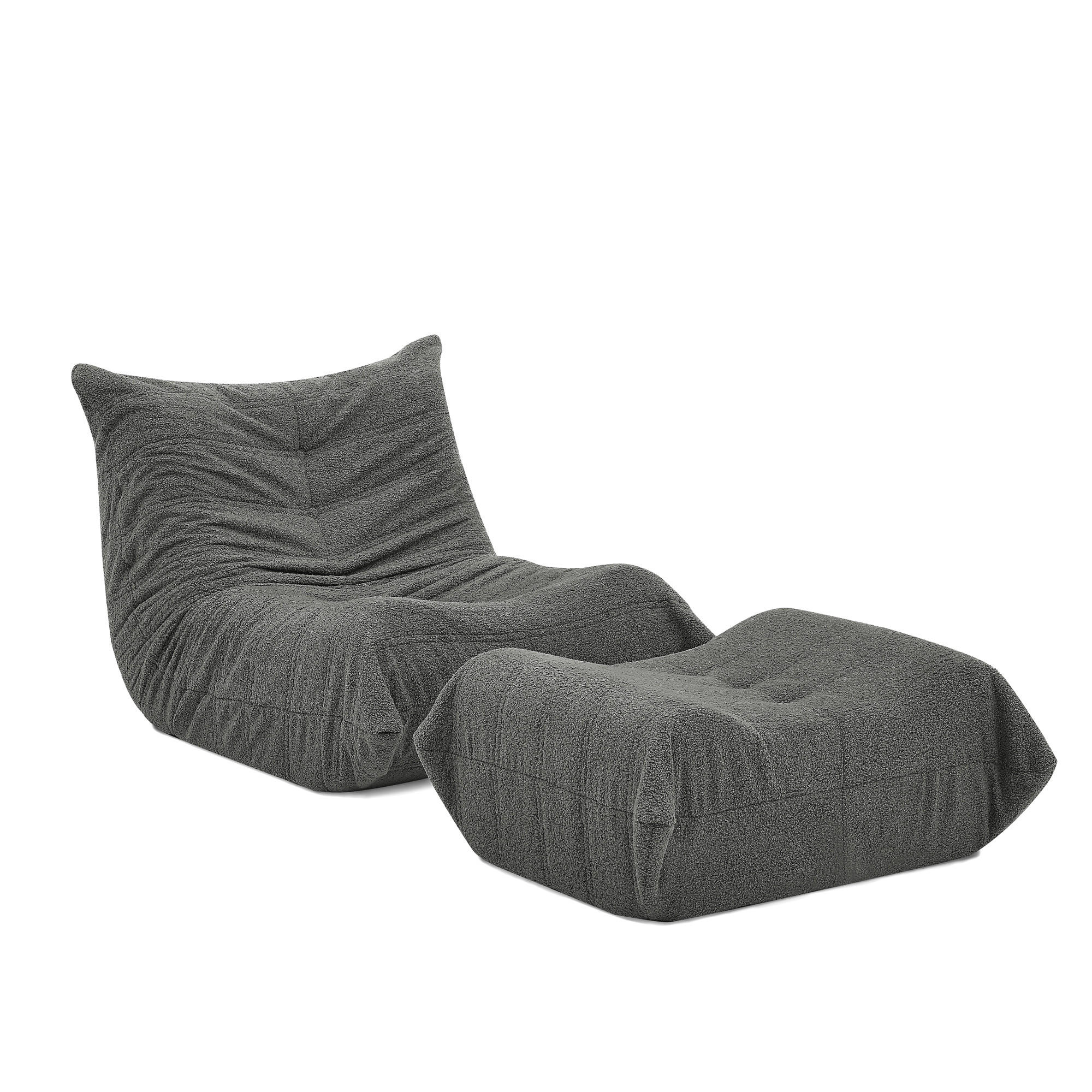 Urban Meuble RELAXAČNÍ POHOVKA vzhled teddy fleecu s taburetem, měkká a ergonomická