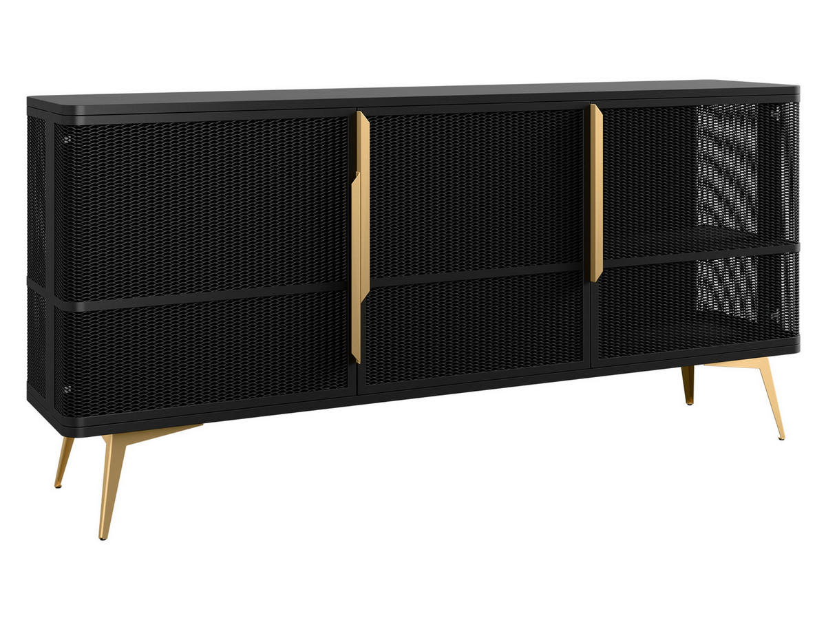 SIDEBOARD Modera 3 - Goldfarben/Schwarz, Holzwerkstoff/Metall (180/85/40cm) - MIRJAN24