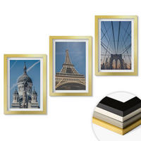 WANDBILDER 3er Set - 20x30 cm Goldrahmen - Ansichten von Gebäuden aus Städten auf der ganzen Welt - Goldfarben, Kunststoff (20/30cm) - ArtPrintCave