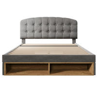 POLSTERBETT Samt Grau 140x200 mit Stauraum und verstellbarem Kopfteil - Grau, Textil (140/200cm) - Urban Meuble