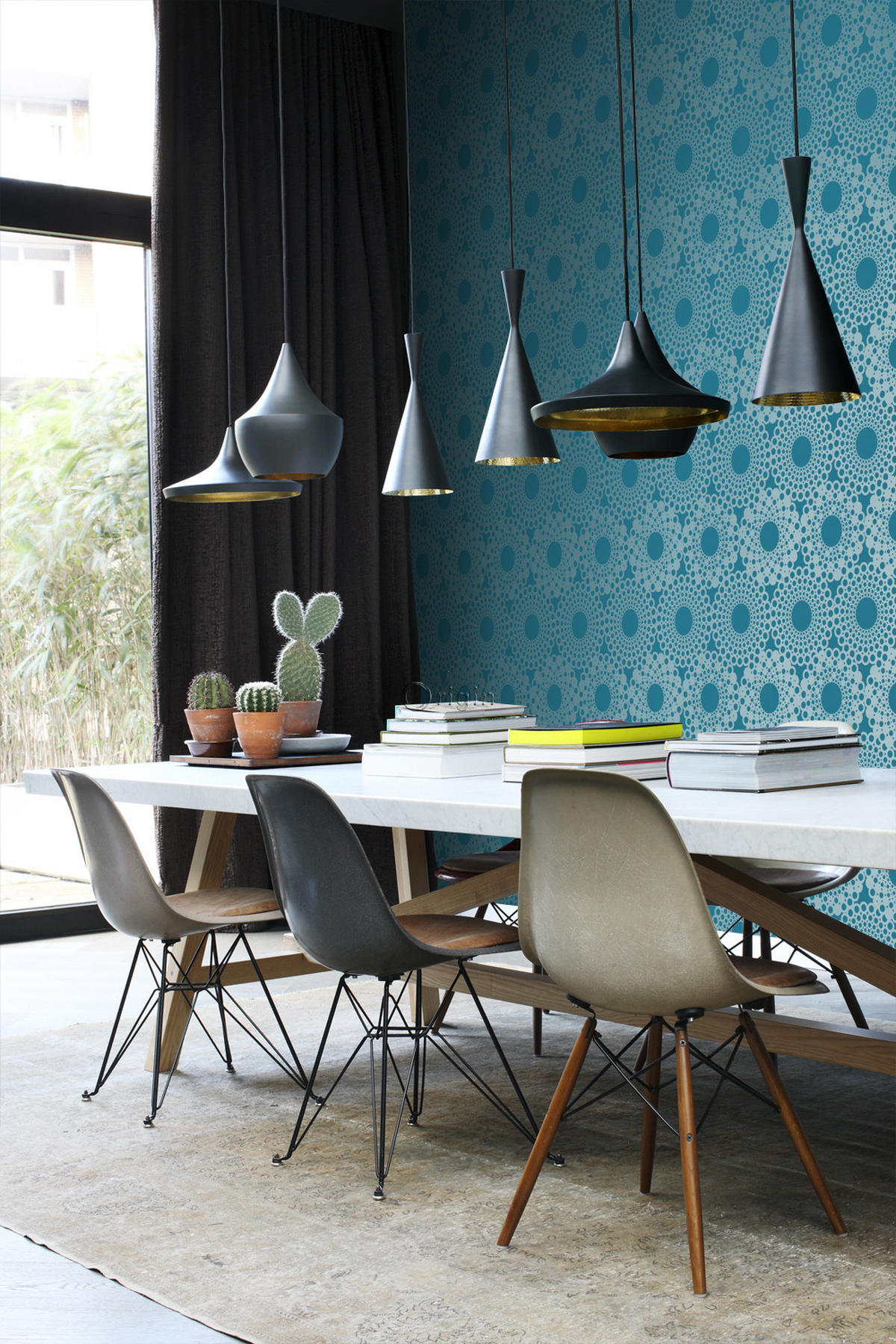 TAPETE grafische Form 53 cm x 10.05 m - Blau, Papier (53/1000cm) - Origin Wallcoverings