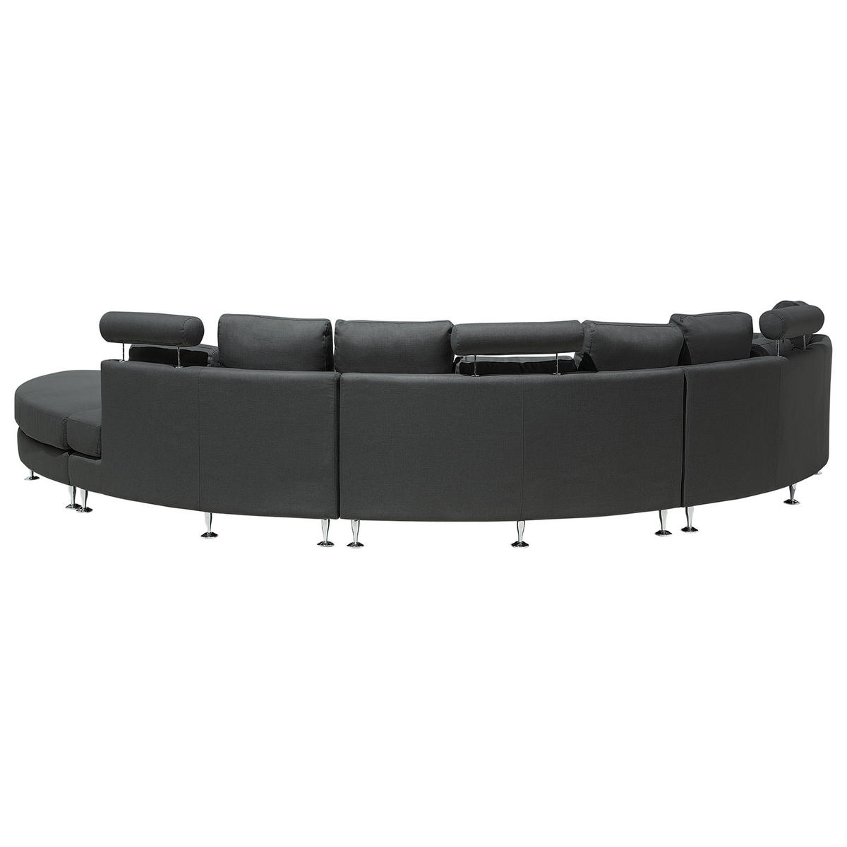 7-SITZER-SOFA mit Ottomane Polyester Grau Rotunde - Dunkelgrau, Textil (448/76/236cm) - Beliani