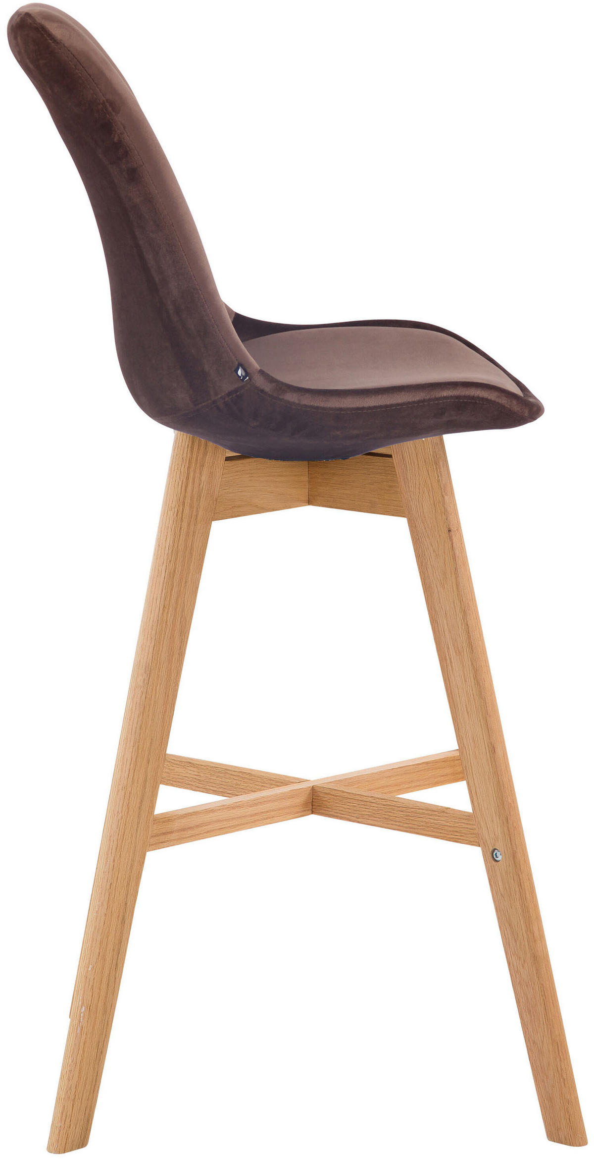 BARHOCKER Canada, 2er Set, Gestell natura, Samt Braun - Braun/Naturfarben, Holz/Textil (48/100/56cm) - TPFLiving