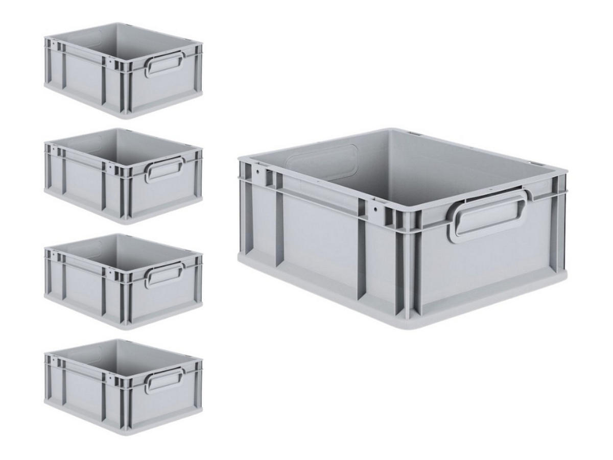 EUROBOX 5x Nextgen Economy Griffe Geschlossen 17x30x40cm 16 Liter - Grau, Kunststoff (30/17/40cm) - PROREGAL