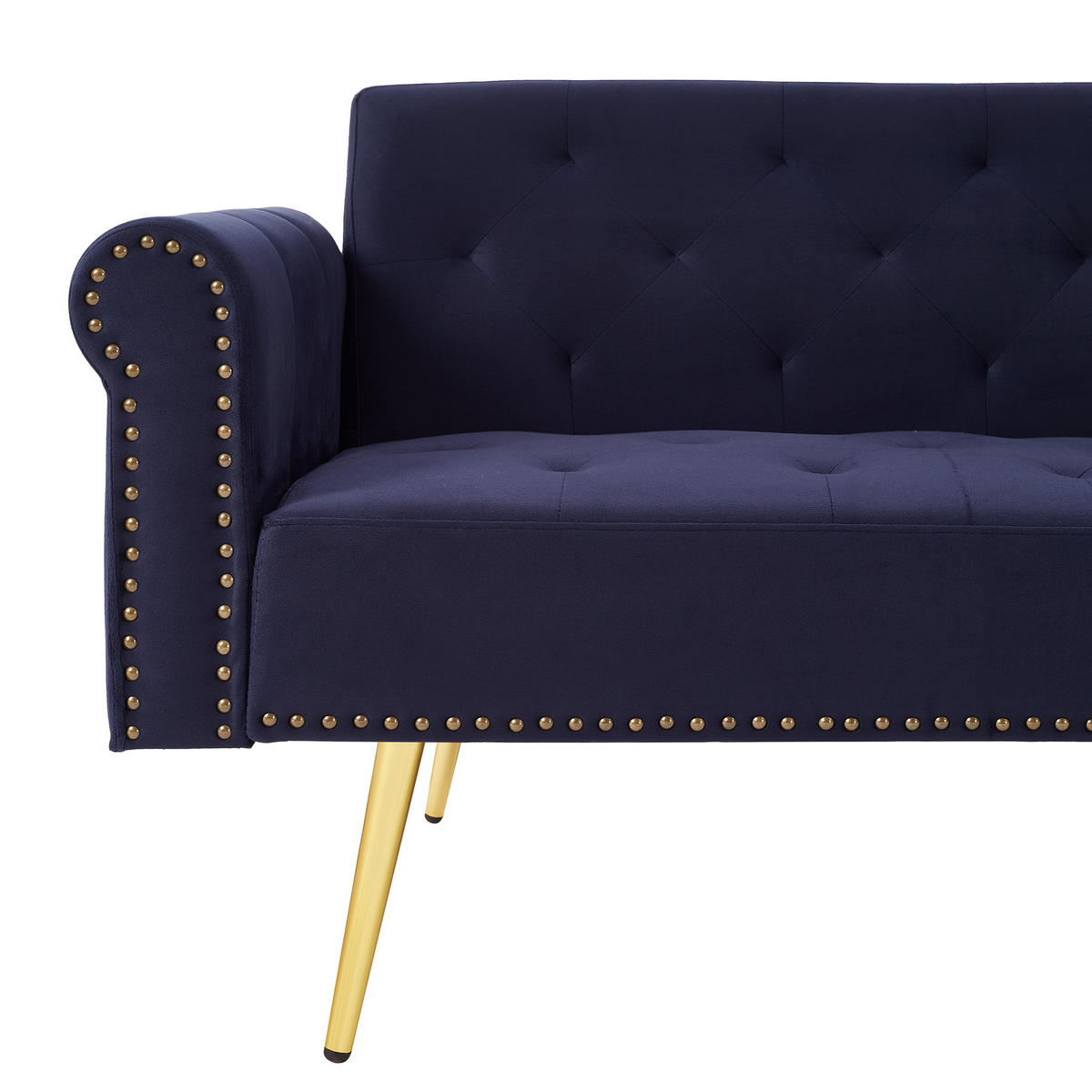 SCHLAFSOFA 2-Sitzer mit verstellbarer Rückenlehne Samt Antique Blue 200/100/85 cm - Blau, Kunststoff (173/70/75cm) - OKWISH