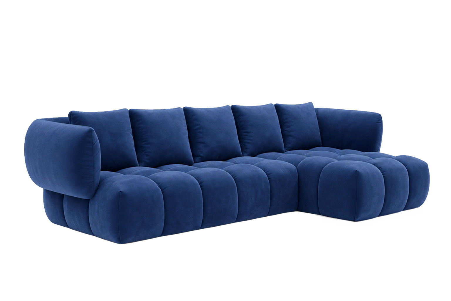 ECKSOFA L-Form, Veloursstoff Bluvel, Tintenblau, Rechts, SEVIO L - Blau, Holz (242/175cm) - Kaiser Möbel