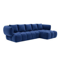 ECKSOFA L-Form, Veloursstoff Bluvel, Tintenblau, Rechts, SEVIO L - Blau, Holz (242/175cm) - Kaiser Möbel