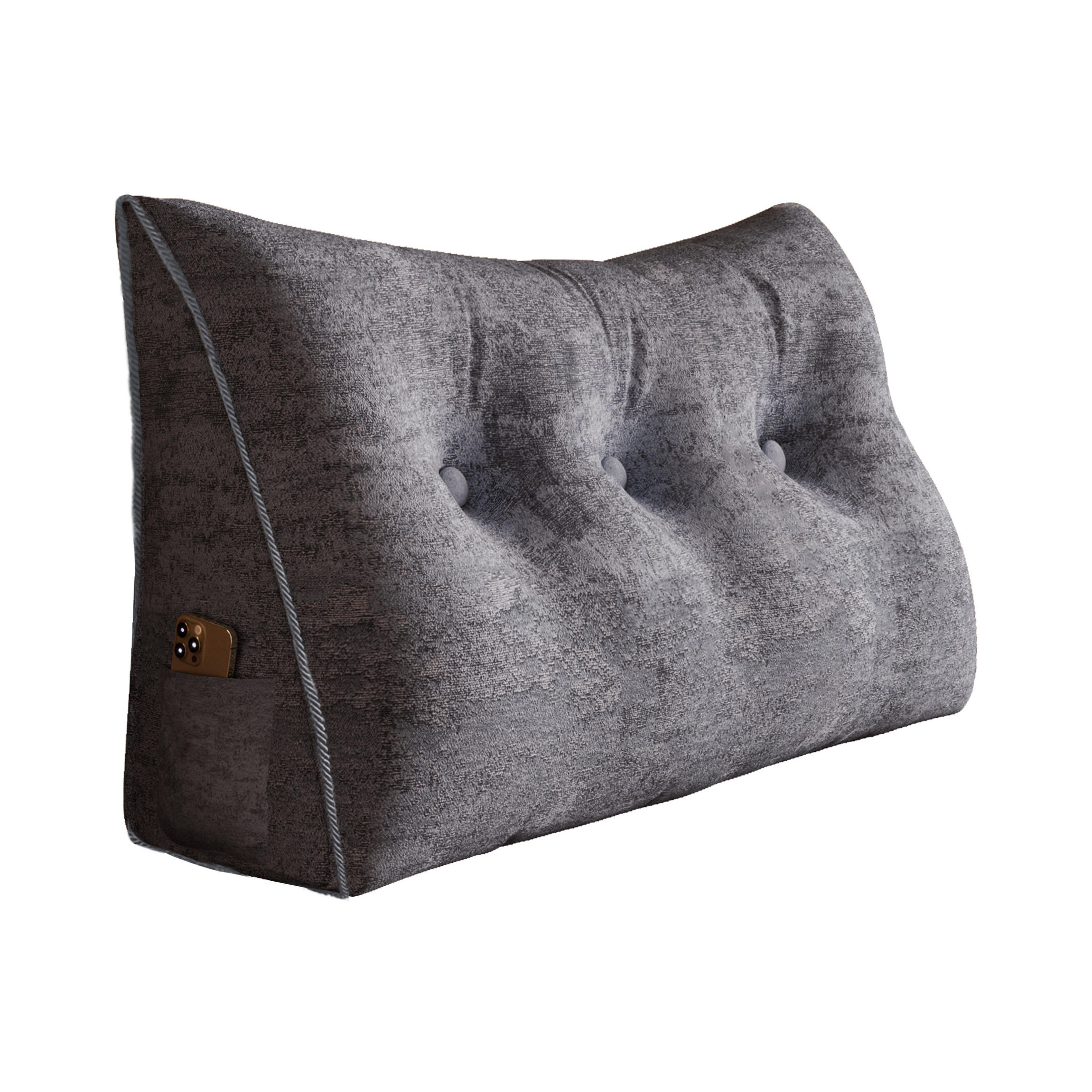 KEILKISSEN Samt Ergonomisches 100cm - Grau, Textil (20/100cm) - Vercart