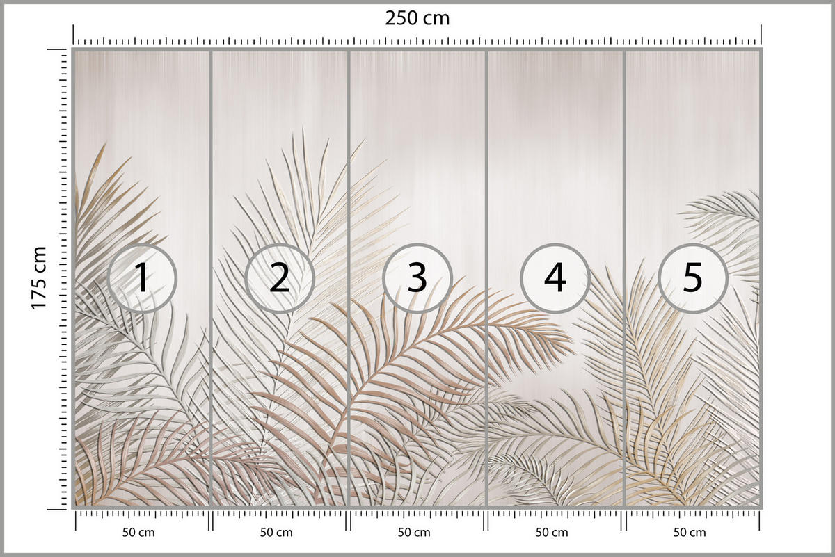 FOTOTAPETE für Schlafzimmer Beige Palmenblätter Delikat 250x175 - Beige/Braun, Papier (250/175cm) - Muralo