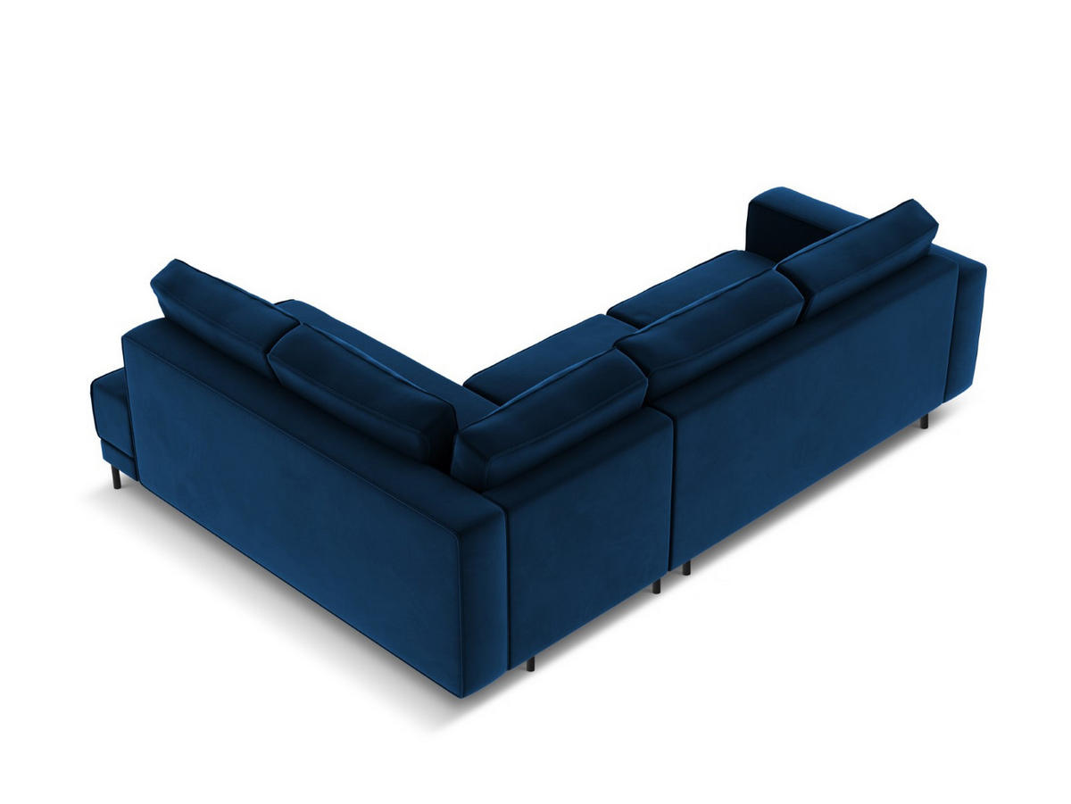 AUSKLAPPBARES-ECKSOFA rechts Caro aus Samt königsblau 5 Sitzplätze - Blau, Textil (187/247cm) - Micadoni