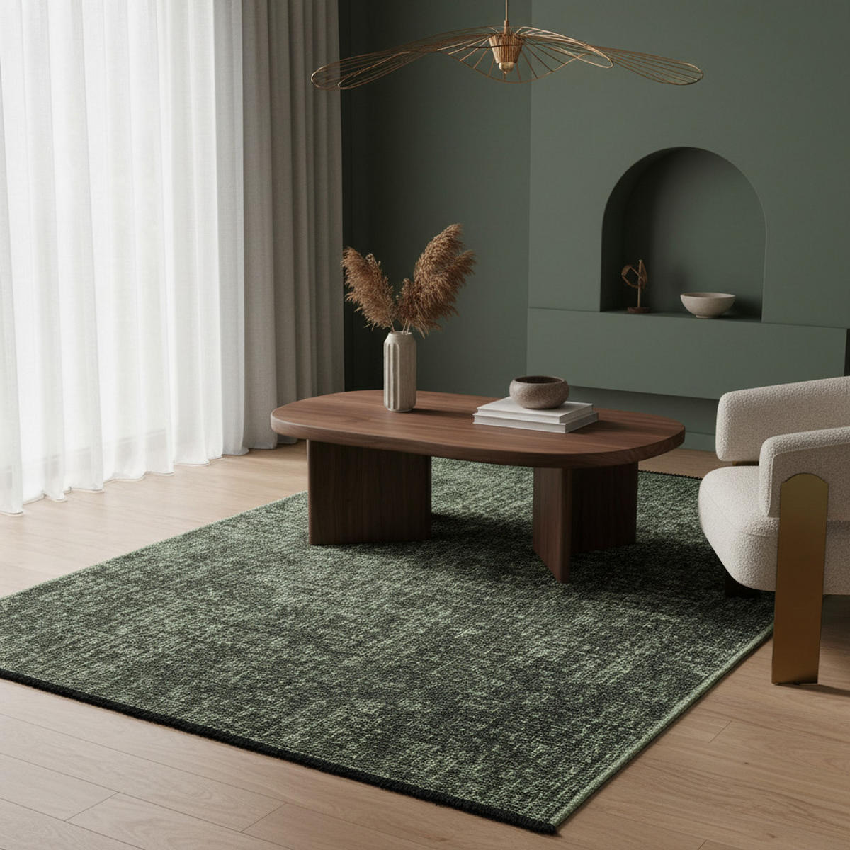 TEPPICH Kurzflor Unicolor Chenille Baumwolle Innen Grün Rechteckig 120x170 - Grün, Textil (120/170cm) - KADIMA DESIGN