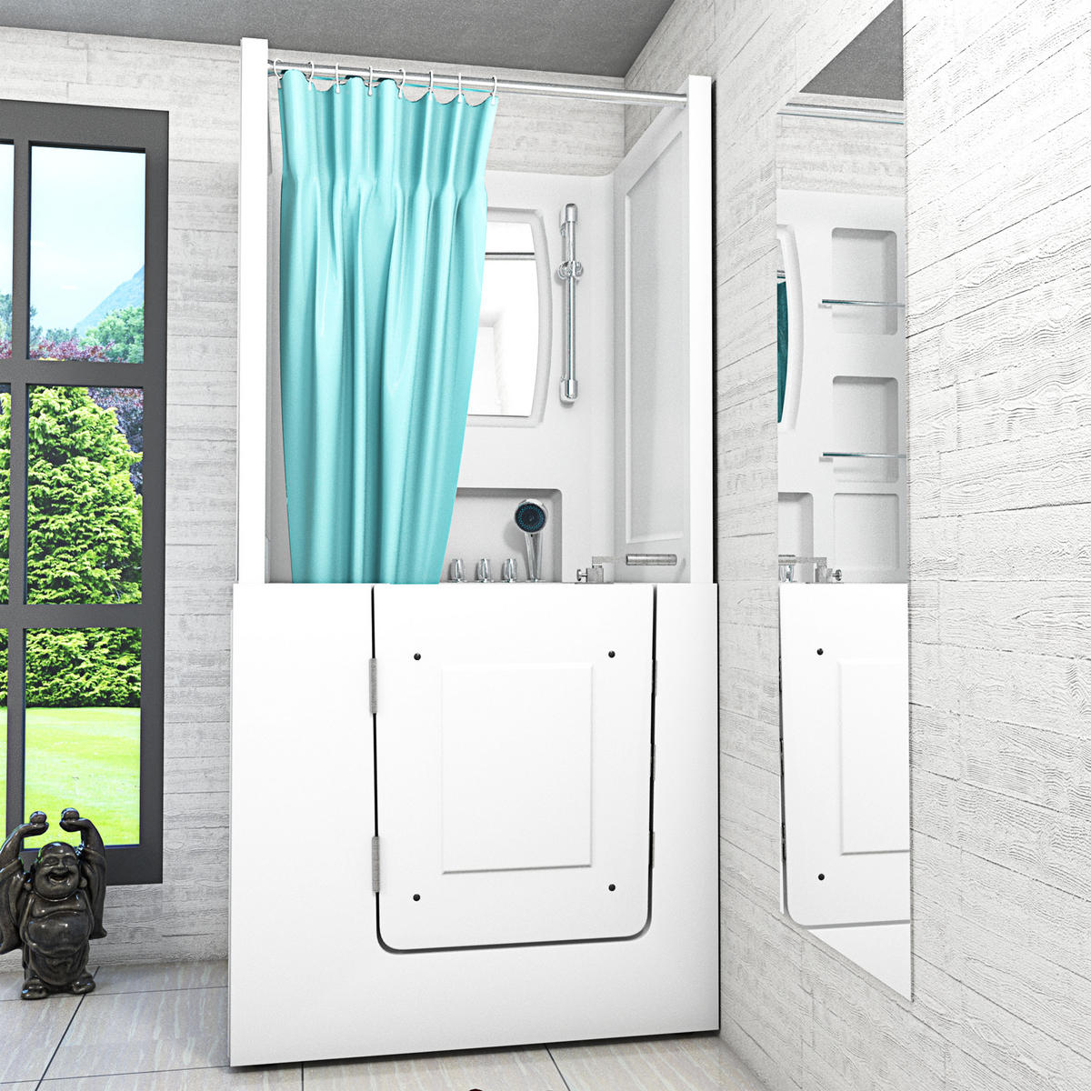 SENIORENDUSCHE S02D-TH-C-L Weiß - Weiß, Glas/Kunststoff (100/78/205cm) - AcquaVapore by Sandra Jentho