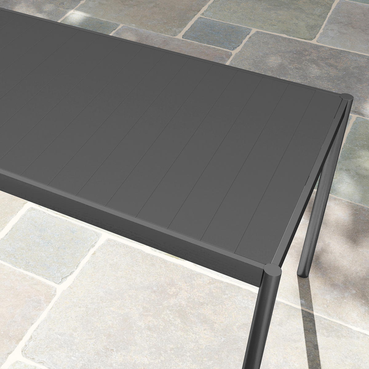 GARTENTISCH DE-14148 rechteckig 186x90 cm, für 8 Personen Dunkelgrau - Dunkelgrau, Metall (186/90/74cm) - ComfortXL