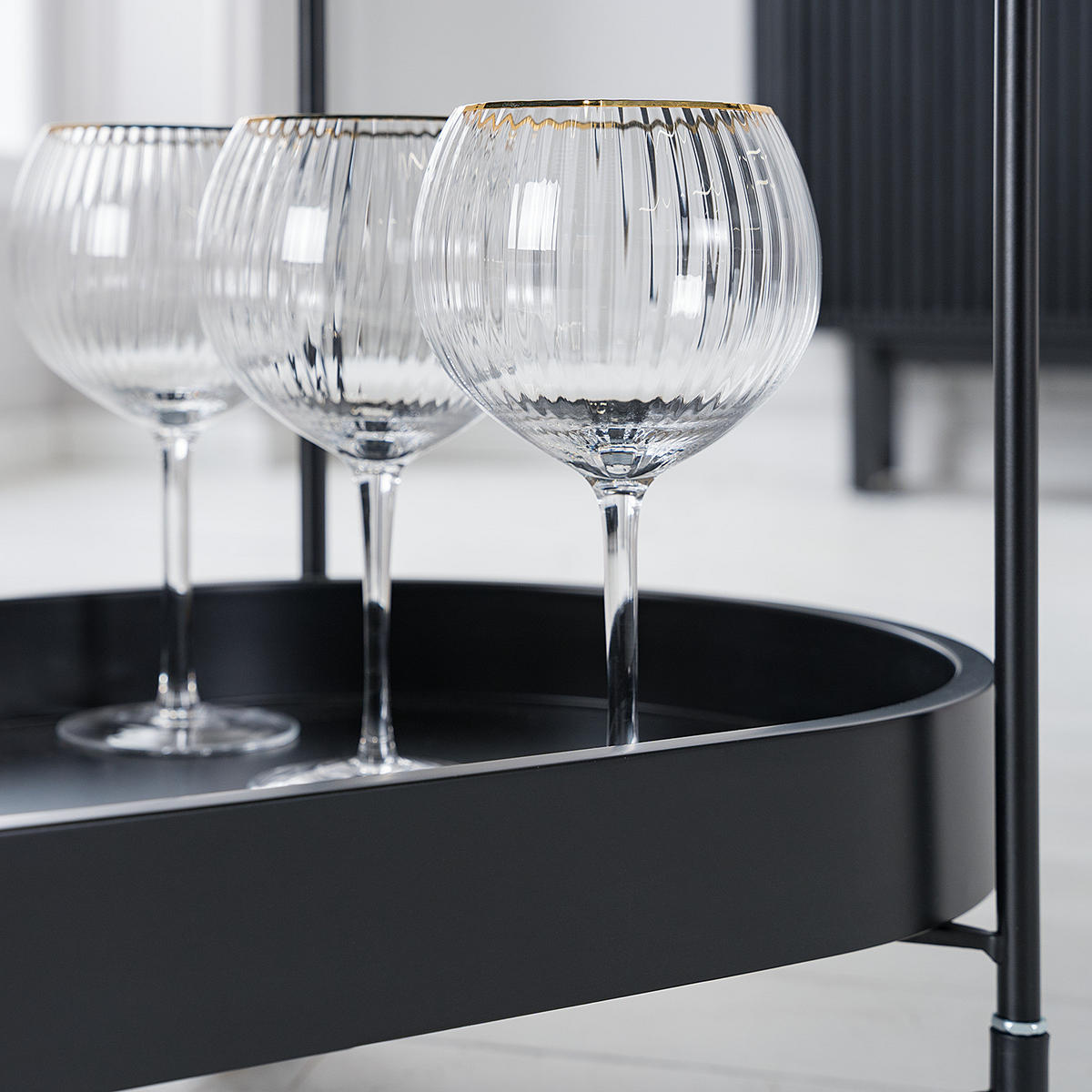 SERVIERWAGEN - Keramik / Metall - Schwarz/Weiß, Keramik (68/63/37cm) - home24