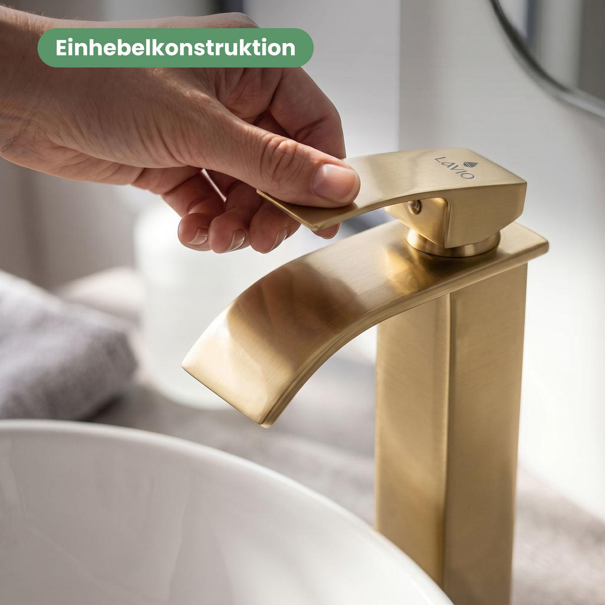 WASCHTISCHARMATUR Evio - Gold - Goldfarben, Keramik/Metall (5/30/10.5cm) - Akord