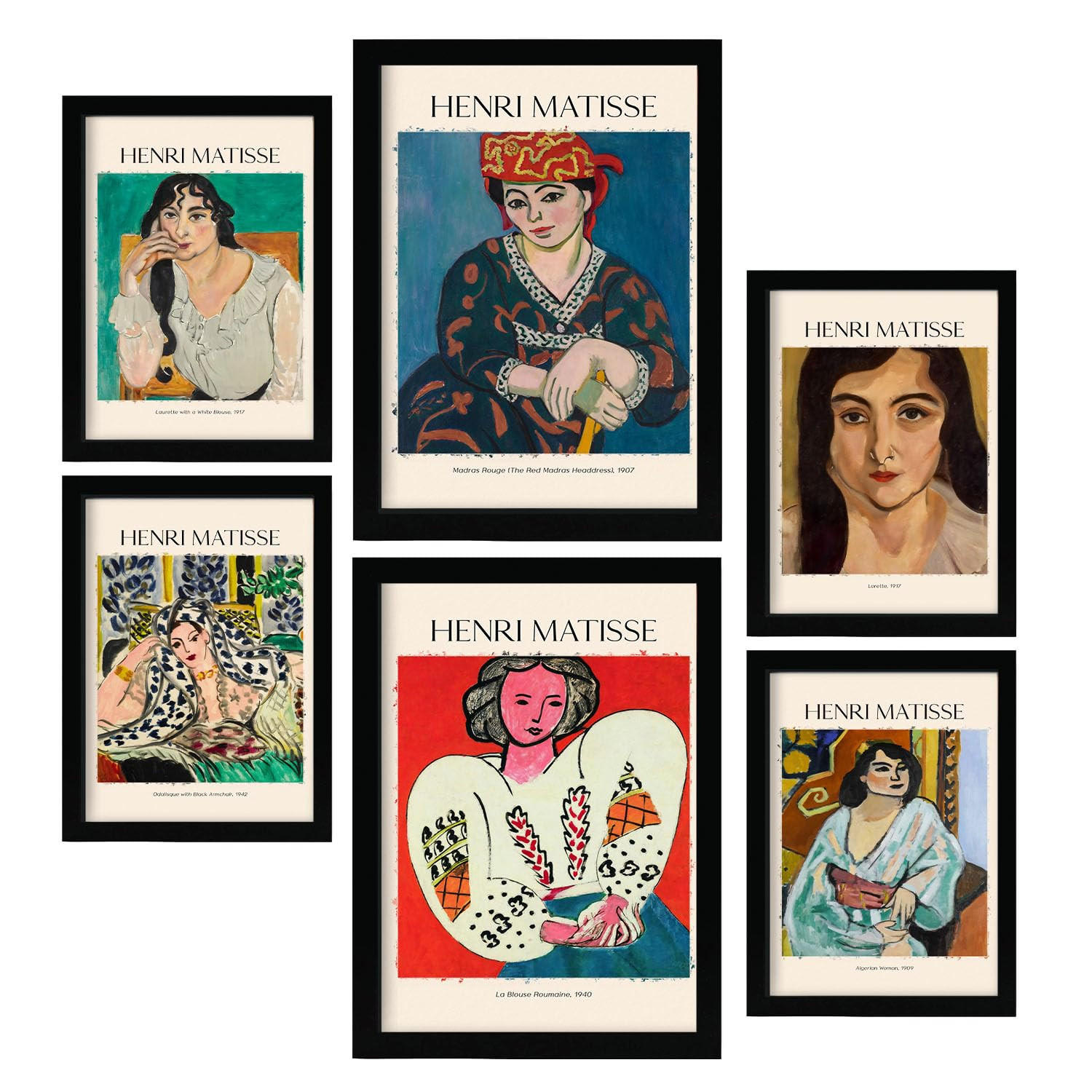 POSTER Set Mit 6 Henri Matisse Sammlung A3 & A4 Rahmenlos - Klar, Papier (29/3cm) - Nacnic