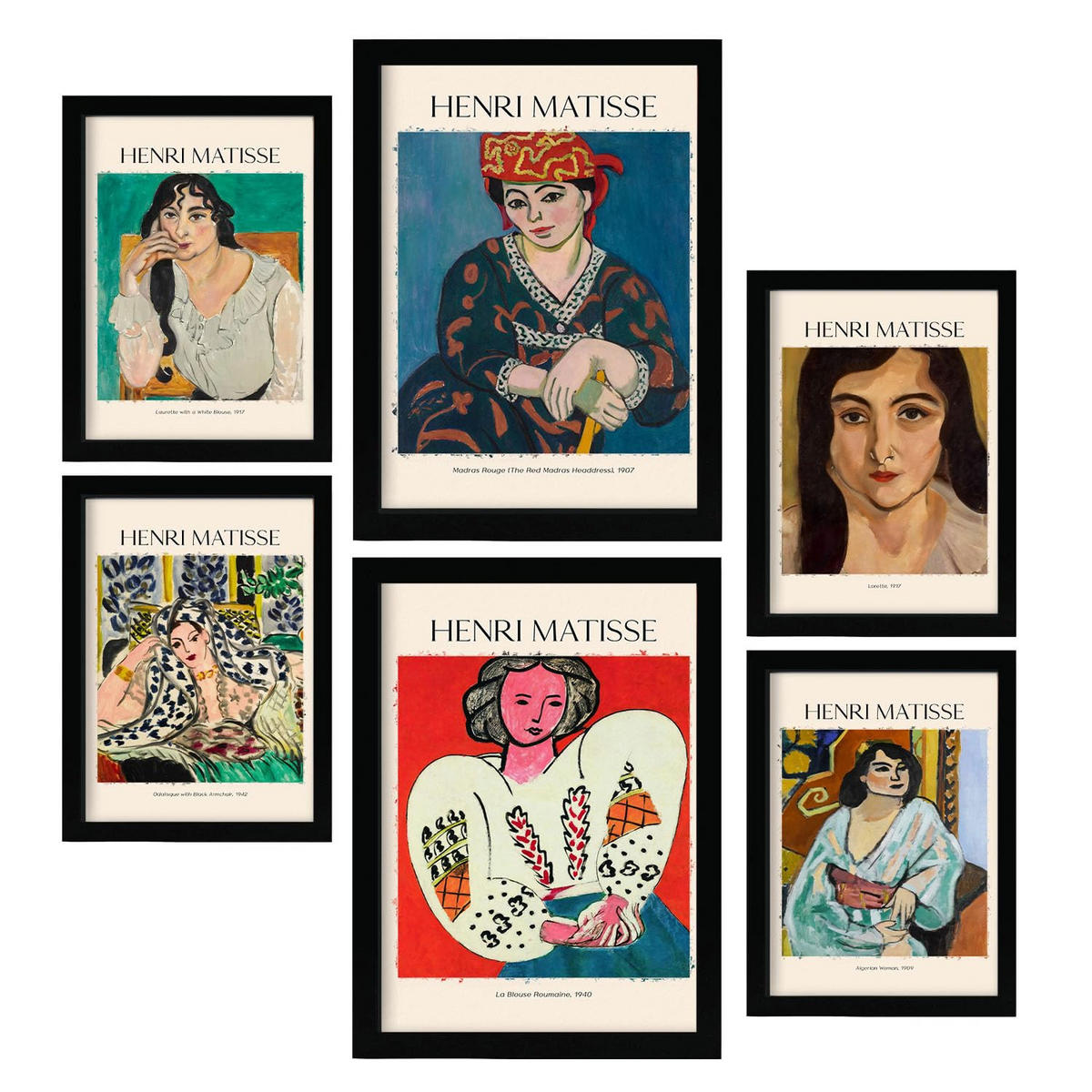 POSTER Set Mit 6 Henri Matisse Sammlung A3 & A4 Rahmenlos - Klar, Papier (29/3cm) - Nacnic
