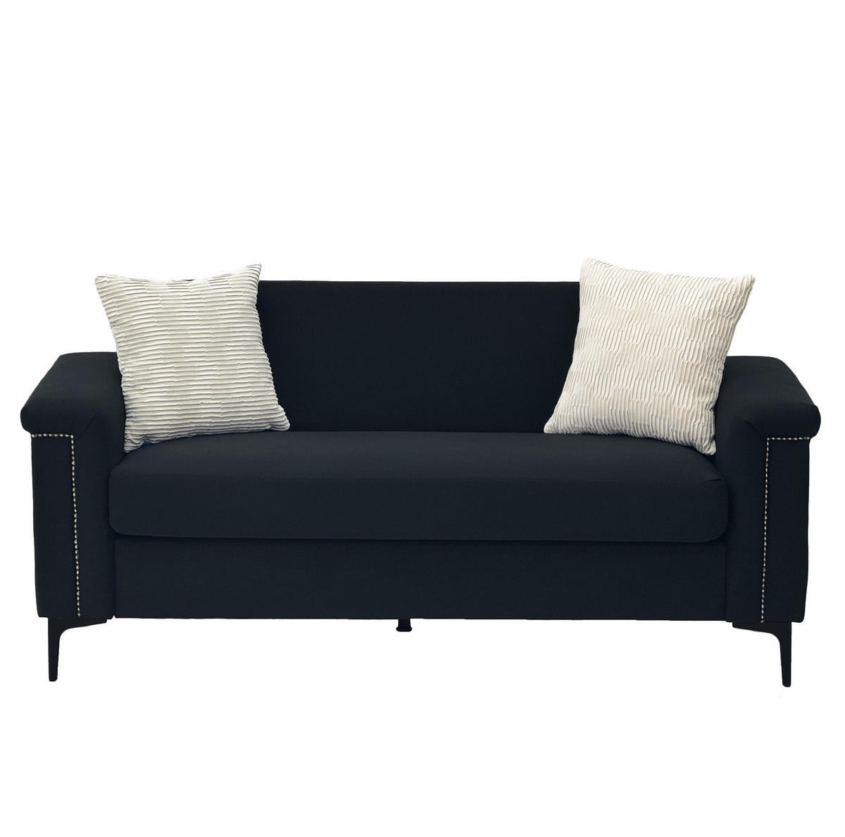 SOFA 2er-Set 172 cm Schwarz Stoff mit Metallfüßen - Schwarz, Holz (73.5/81.5/172.1cm) - Meubliv