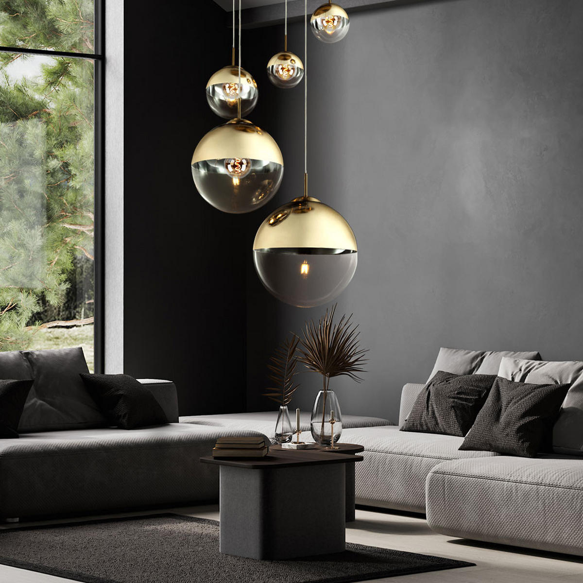 LED HÄNGELEUCHTE Glas Gold - Goldfarben, Glas (65/65/150cm) - Globo Lighting