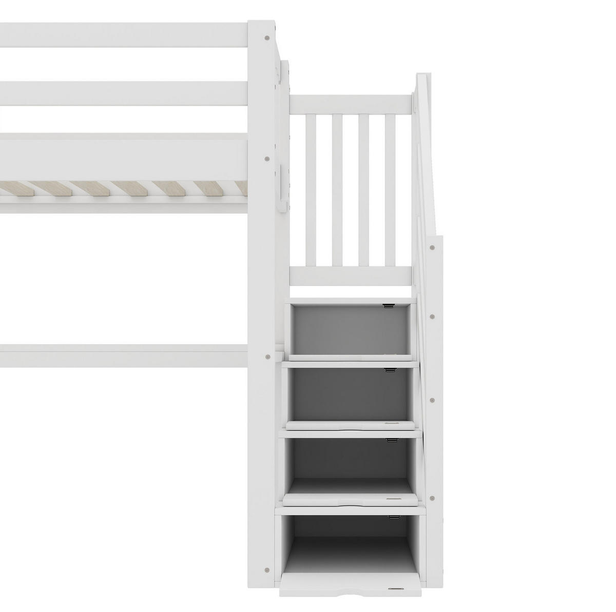 HOCHBETT 90/200 cm aus Kiefer und MDF mit Stauraumtreppe und Schreibtisch Weiß - Weiß, Holz (90/200cm) - Modenvie