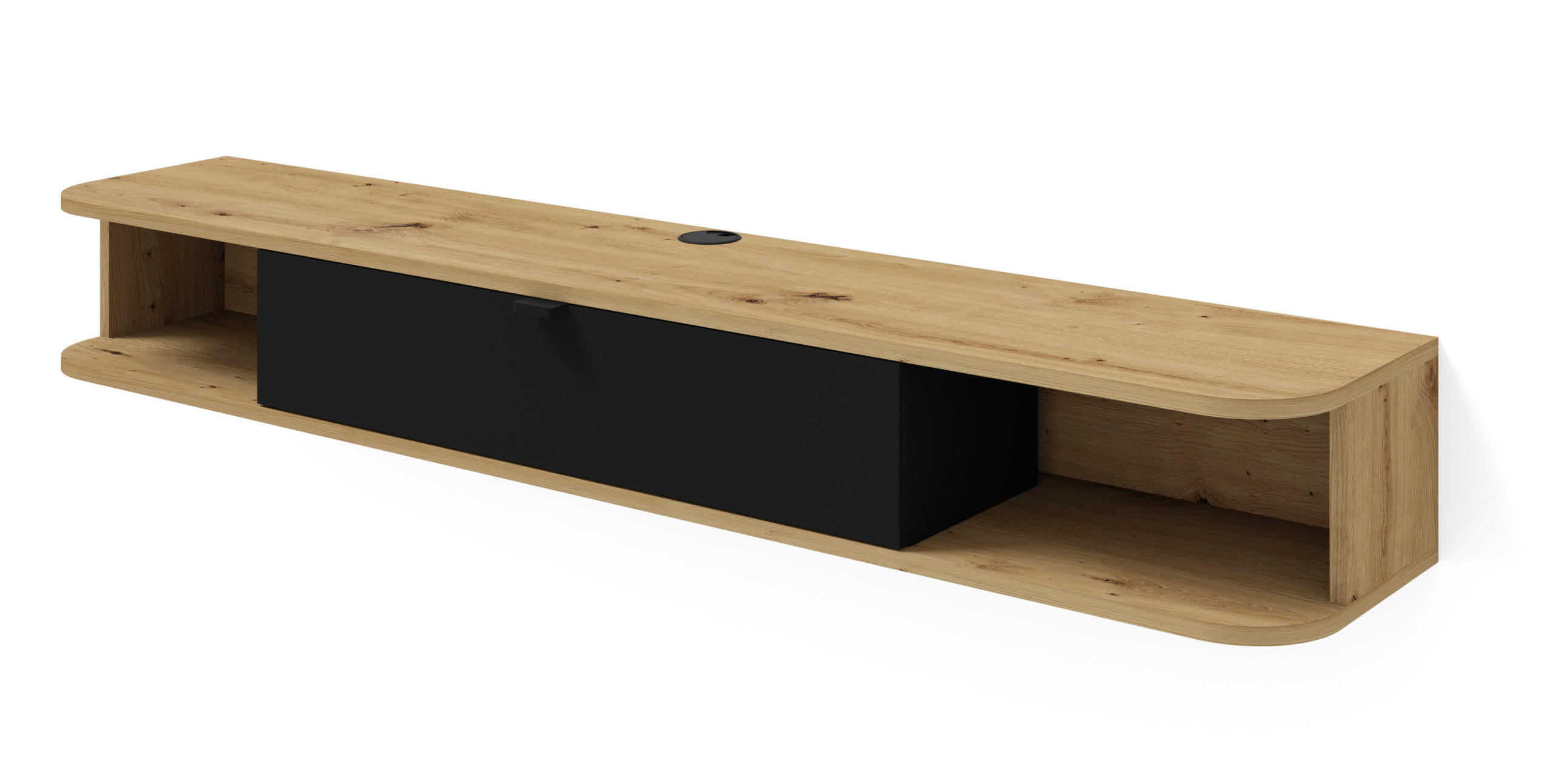 TV LOWBOARD Artisan Eiche, Schwarz 156/20/29 - Schwarz, Holzwerkstoff (156/20/29cm) - RAUMHIRSCH FURNITURE