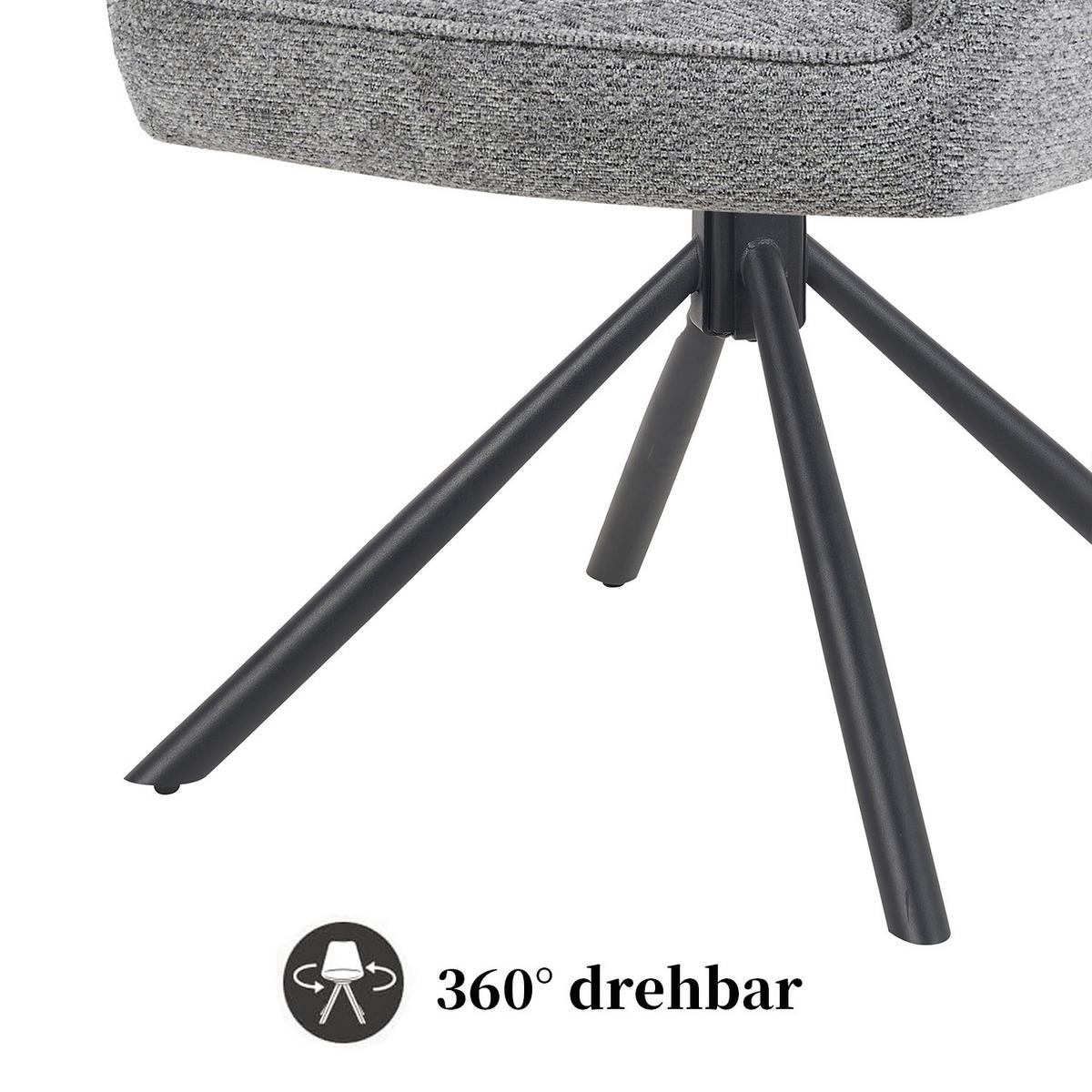 DREHSTUHL Mika-Ben 2er-Set - Dunkelgrau/Schwarz, Textil/Metall (60/87/65cm) - DUBI Möbel