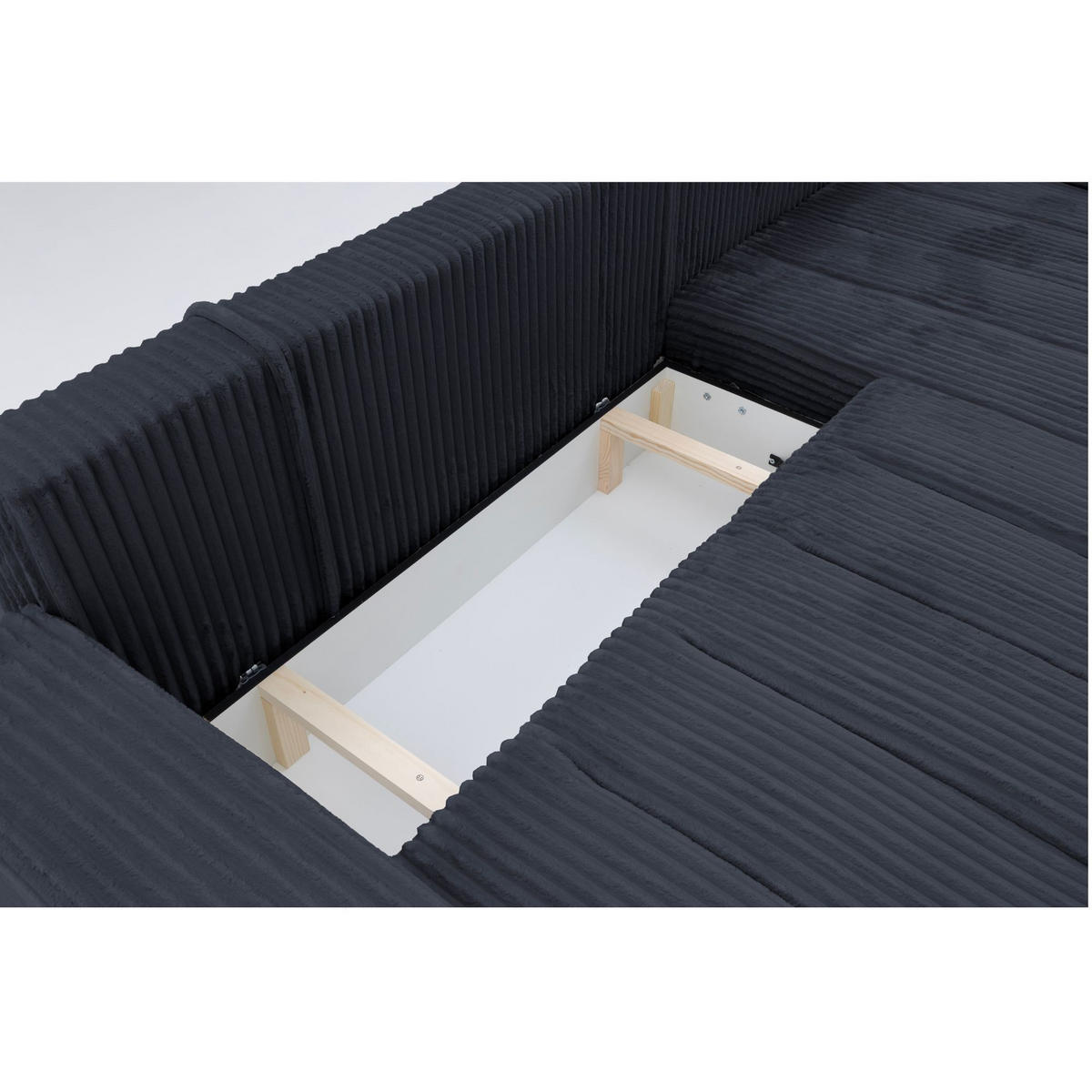 ECKSOFA PIANO L Rechts mit Schlaffunktion 137x234 Cord Schwarz - Silberfarben/Schwarz, Holz/Textil (178/278cm) - Muffo
